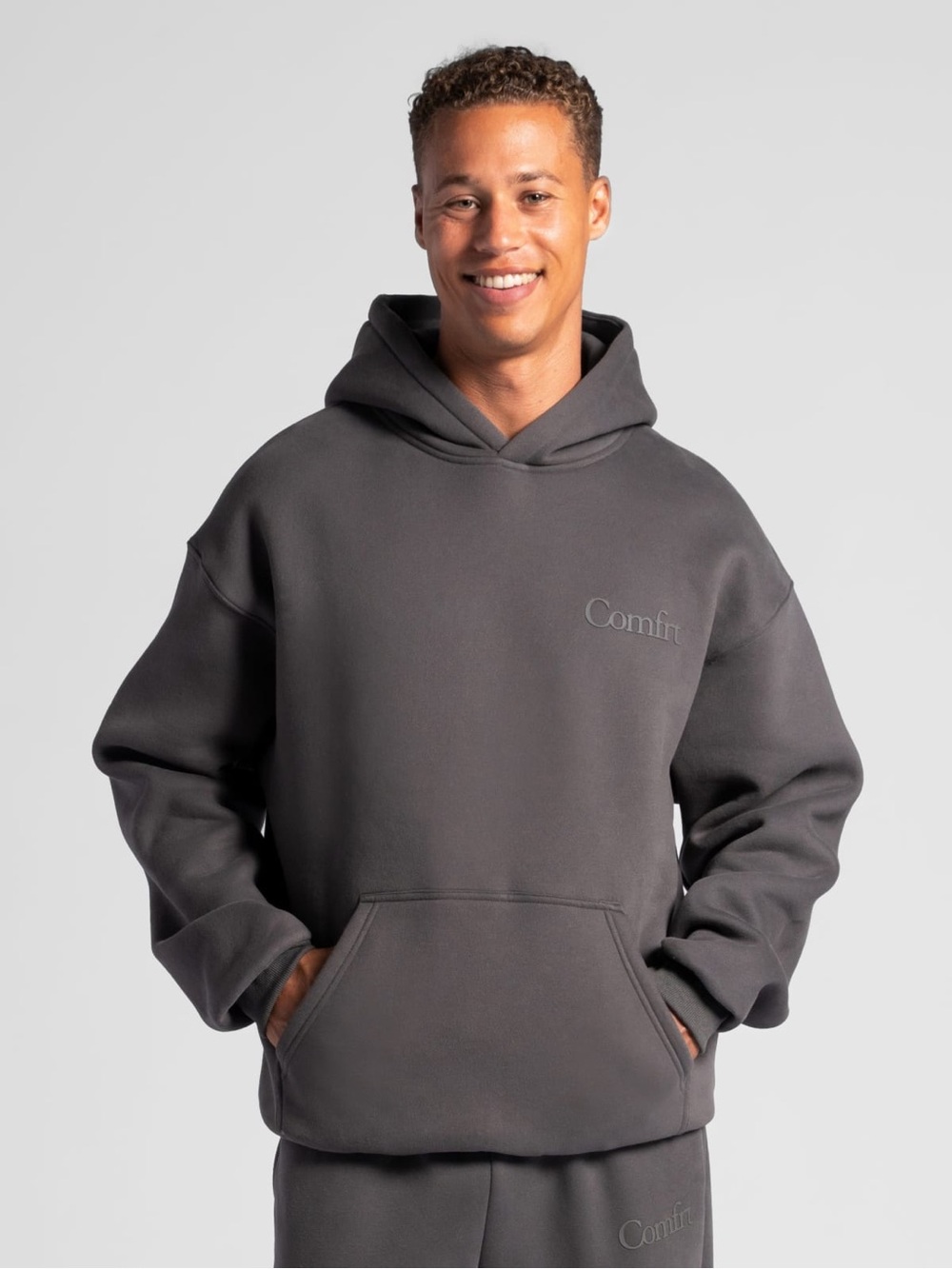 Comfrt Oversized Hoodie Gray Unisex Large Heavyweight Soft Pullover